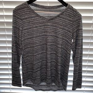 Sonoma long sleeve gray and blue striped shirt size small